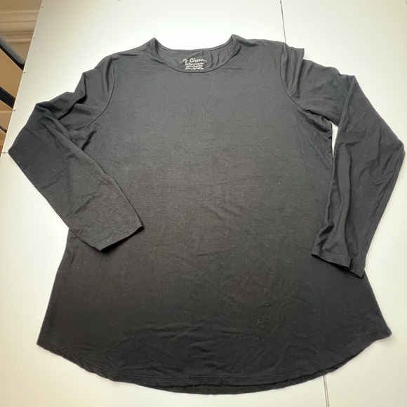 Chico's Tops - By Chico's Women's Size 2 US L Long Sleeve T-Shirt Black Crew Neck Capsule Basic